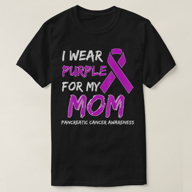 Camiseta Uso morado para mi mamá Cinta Pancreática Cáncer (Diseño del anverso)