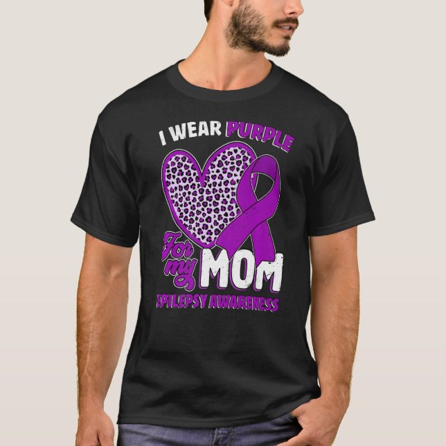 Camiseta Uso Morado Para Mi Mamá Epilepsia Leopar Concienci (Anverso)