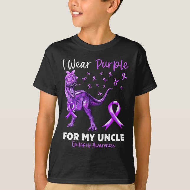 Camiseta Uso Morado Para Mi Tío Epilepsia Awareness Dino (Anverso)