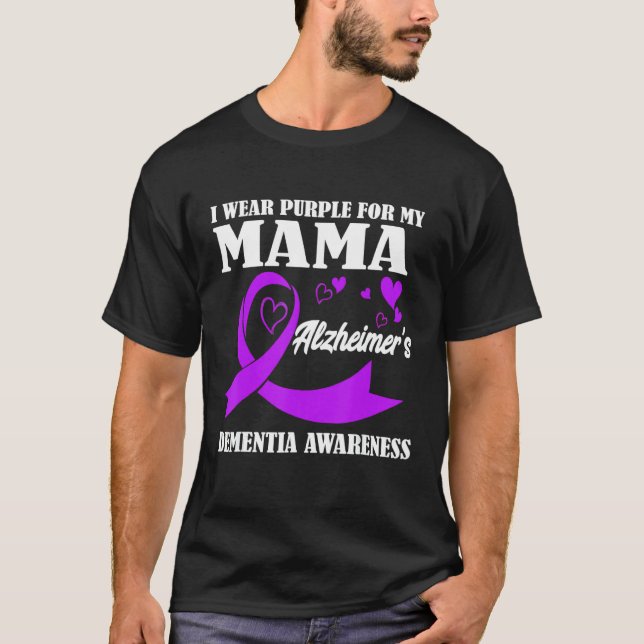 Camiseta Uso morado por Dementia Awa de mi mamá Alzheimer (Anverso)