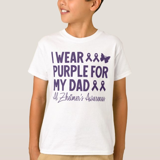 Camiseta Uso morado por la conciencia de mi papá Alzheimer (Anverso)