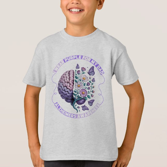 Camiseta Uso morado por mi papá - Conciencia de Alzheimer (Anverso)