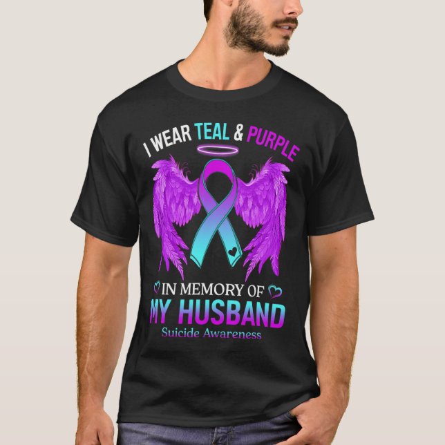 Camiseta Uso Morado Verde azulado En Memoria Del Suicidio D (Anverso)