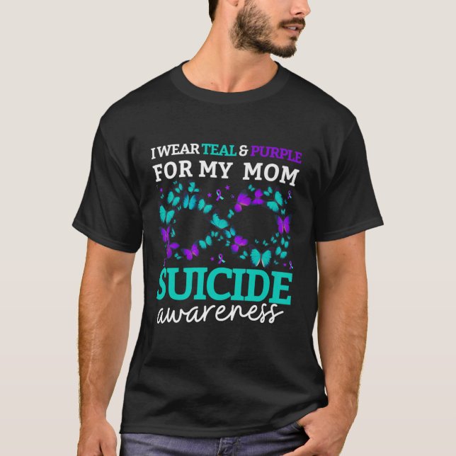 Camiseta Uso Morado Y Verde azulado Para Evitar El Suicidio (Anverso)