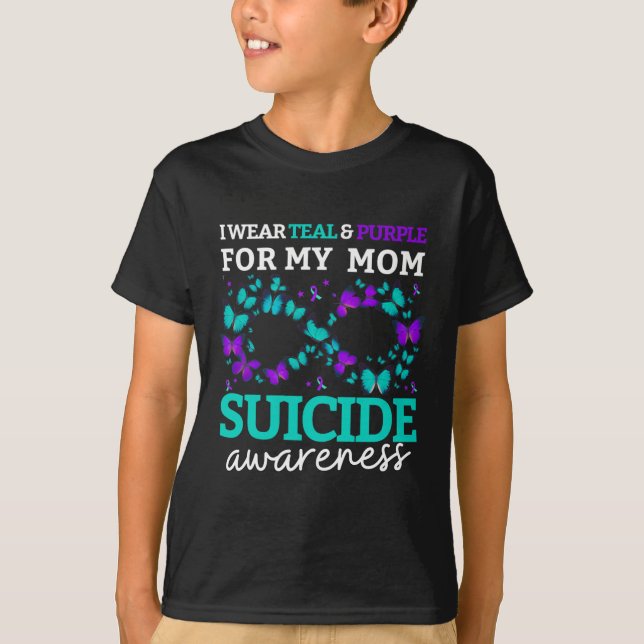 Camiseta Uso Morado Y Verde azulado Para Evitar El Suicidio (Anverso)