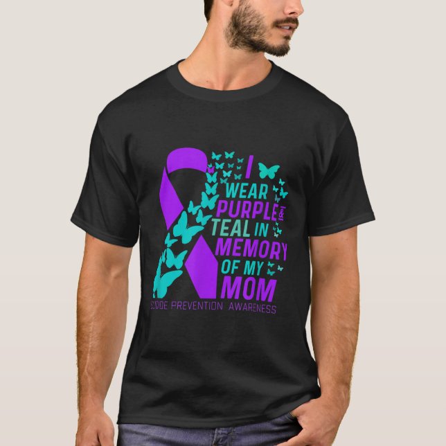 Camiseta Uso Morado Y Verde azulado Para Mi Hermana Suicidi (Anverso)