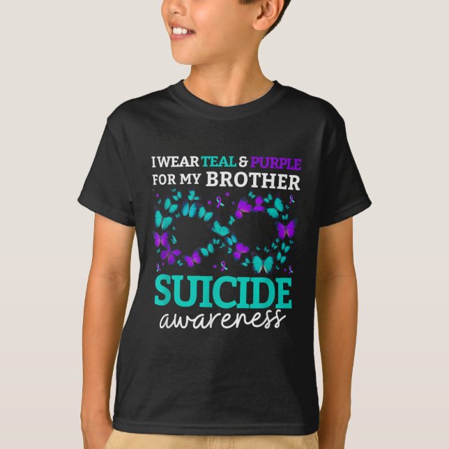 Camiseta Uso Morado Y Verde azulado Para Mi Hermano Suicidi (Anverso)