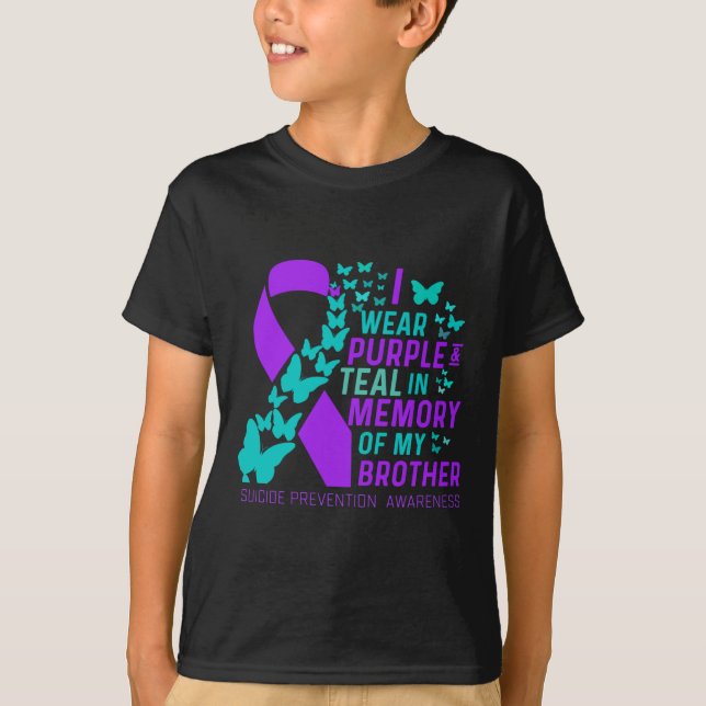Camiseta Uso Morado Y Verde azulado Para Mi Hermano Suicidi (Anverso)