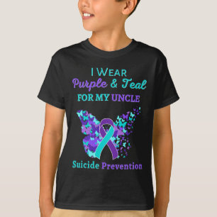 Camiseta Uso Morado Y Verde azulado Para Mi Tío Suicidio Pr