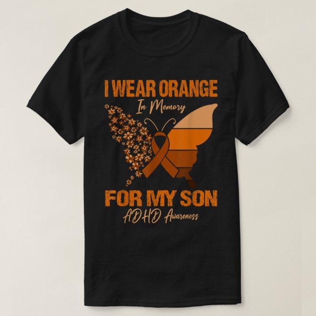 Camiseta Uso Naranja En Memoria De Mi Hijo Para La Concienc (Diseño del anverso)