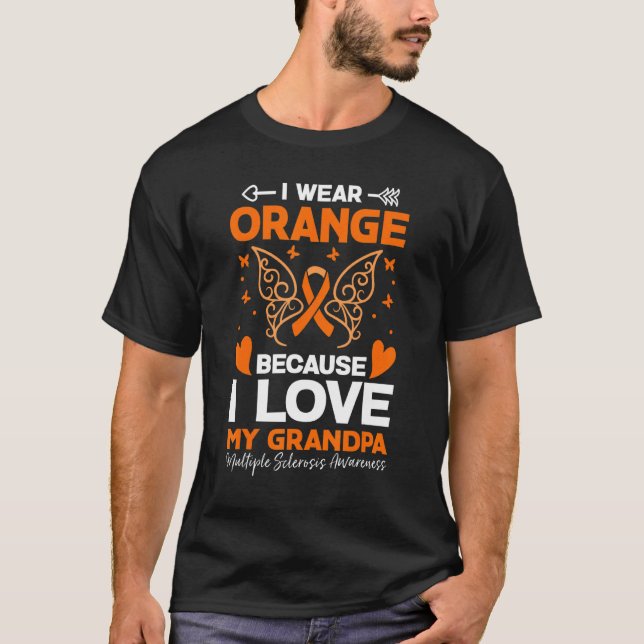Camiseta Uso Naranja Para Mi Abuelo Señora Esclerosis Múlti (Anverso)