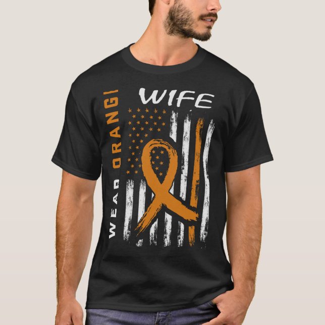 Camiseta Uso Naranja Para Mi Esposa Leukemia Sensibilizació (Anverso)