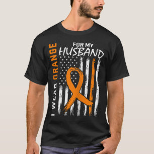 Camiseta Uso Naranja Para Mi Esposo Consciente Del Cáncer D