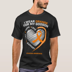 Camiseta Uso Naranja Para Mi Godson Leukemia Cáncer Awaren