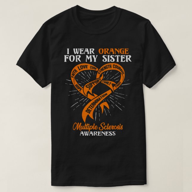 Camiseta Uso Naranja Para Mi Hermana MS Esclerosis Múltiple (Diseño del anverso)