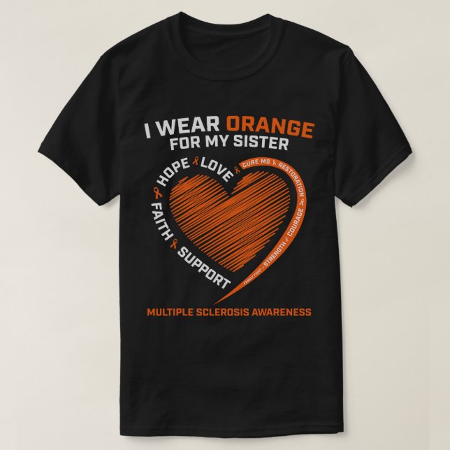 Camiseta Uso Naranja Para Mi Hermana MS Esclerosis Múltiple (Diseño del anverso)