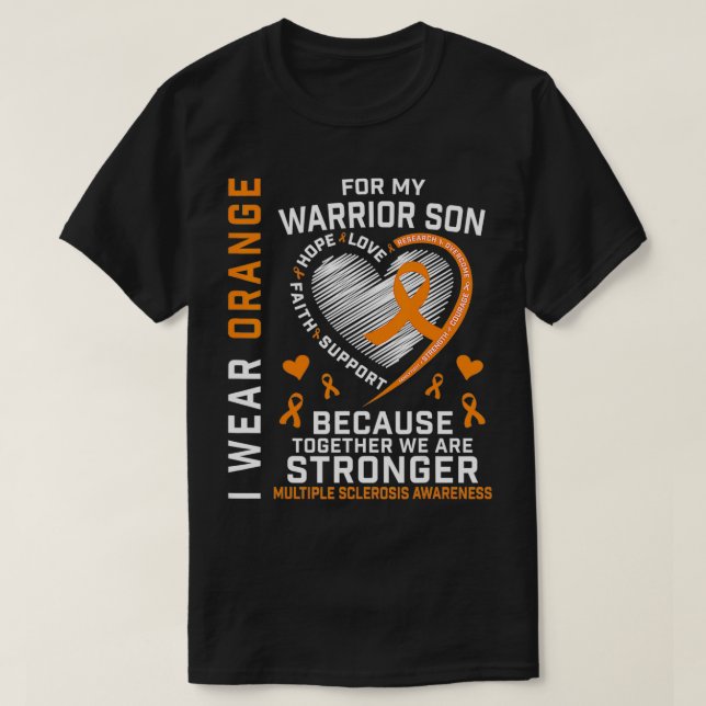 Camiseta Uso Naranja Para Mi Hijo Con Esclerosis Múltiple A (Diseño del anverso)