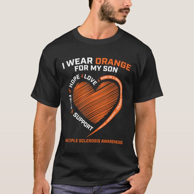 Camiseta Uso Naranja Para Mi Hijo Con Esclerosis Múltiple A (Anverso)