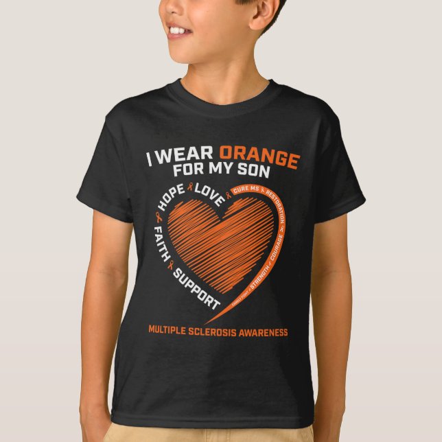 Camiseta Uso Naranja Para Mi Hijo Con Esclerosis Múltiple A (Anverso)