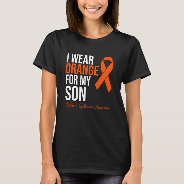 Camiseta Uso Naranja Para Mi Hijo MS Warrier Múltiple Scler (Anverso)
