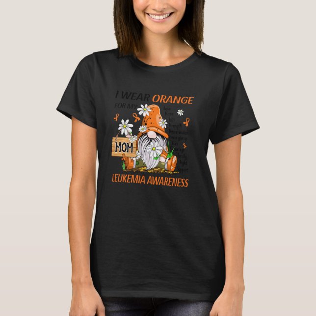 Camiseta Uso Naranja Para Mi Mamá Gnome Leukemia Awareness (Anverso)