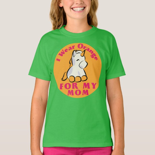 Camiseta Uso Naranja Para Mi Mamá Unicornio Sensibilización (Anverso)