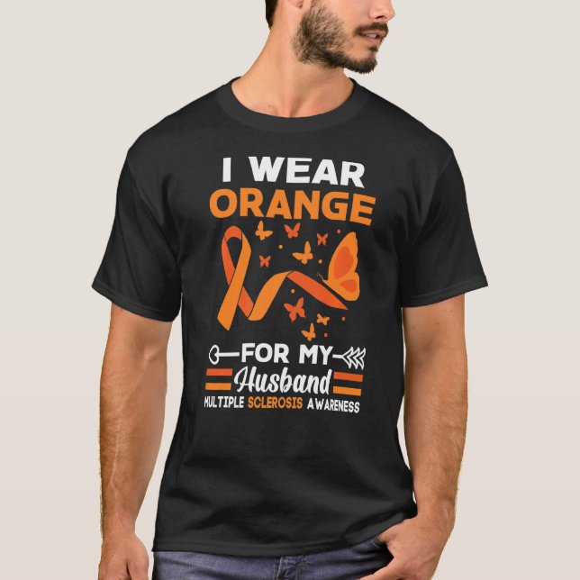 Camiseta Uso Naranja Para Mi Marido Sra Esclerosis Múltiple (Anverso)