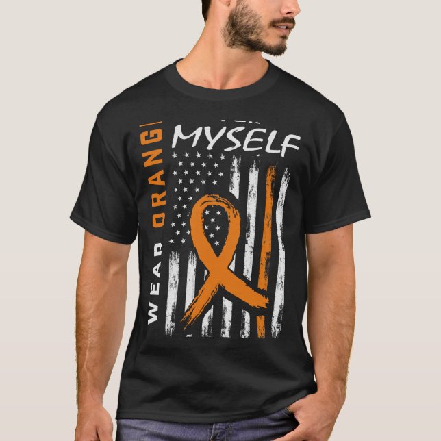 Camiseta Uso Naranja Para Mí Misma Leucemia Cáncer De Guerr (Anverso)
