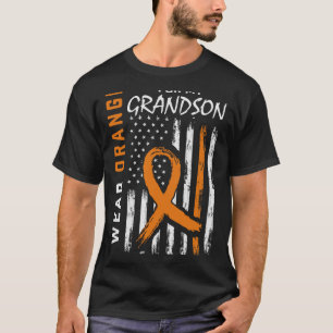 Camiseta Uso Naranja Para Mi Nieto Leucemia Cáncer De Guerr