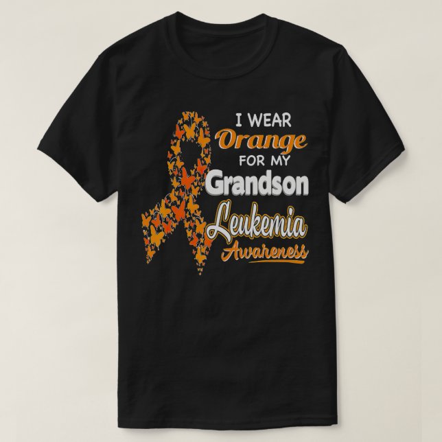 Camiseta Uso Naranja para mi nieto Leukemia Sensibilización (Diseño del anverso)