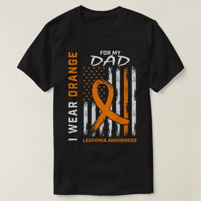 Camiseta Uso Naranja Para Mi Papá Leucemia Sensibilización  (Diseño del anverso)
