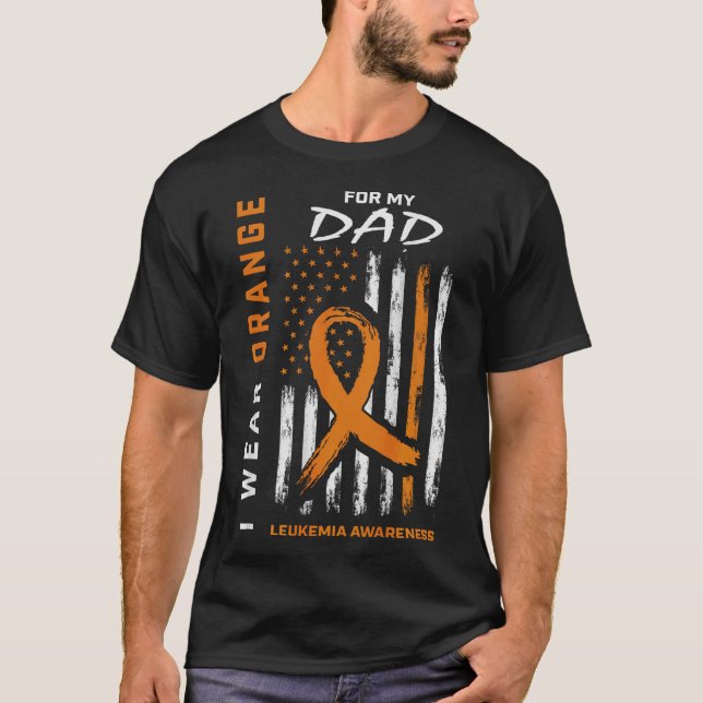Camiseta Uso Naranja Para Mi Papá Leucemia Sensibilización  (Anverso)