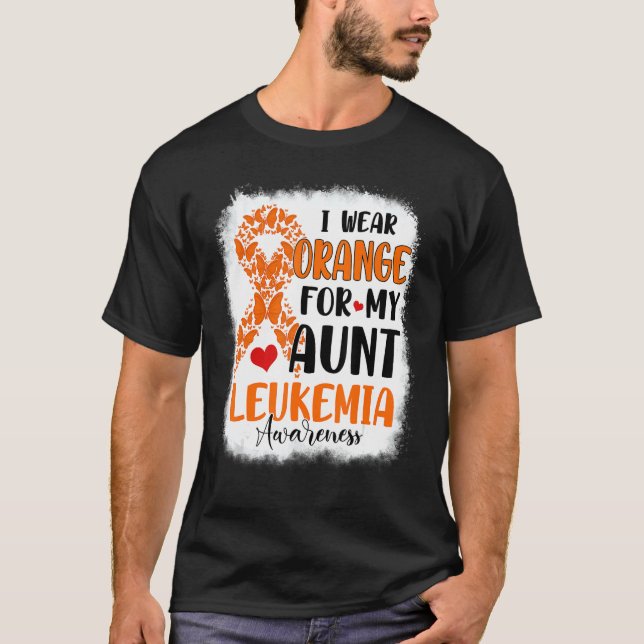 Camiseta Uso Naranja Para Mi Tía Leucemia Mes De Conciencia (Anverso)