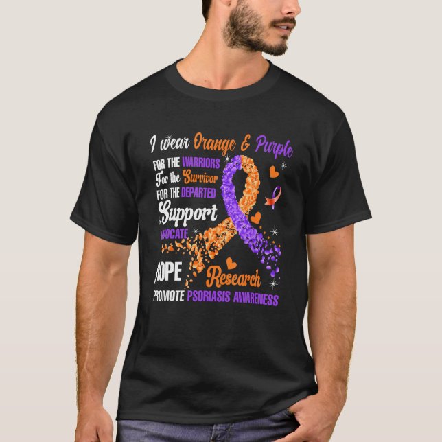 Camiseta Uso Naranja Y Morado Para Los Guerreros Psoriasis (Anverso)