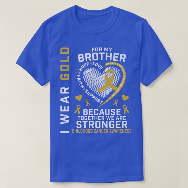 Camiseta Uso Oro Para Mi Hermano Awaren Por El Cáncer Infan (Diseño del anverso)