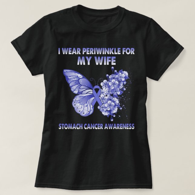 Camiseta Uso Periwinkle Para Mi Esposa Cáncer De Estómago (Diseño del anverso)