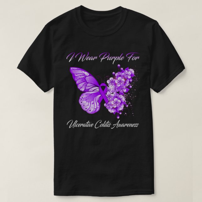 Camiseta Uso Púrpura Para Concienciación Sobre Colitis Ulce (Diseño del anverso)