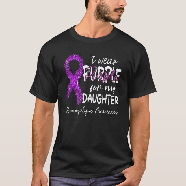Camiseta Uso Púrpura Para Hija Fibromialgia Conciencia (Anverso)