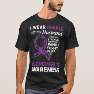 Camiseta Uso Púrpura Para La Conciencia De Mi Marido Alzhei