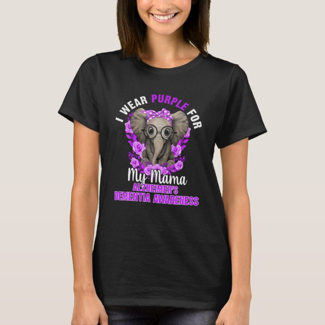 Camiseta Uso Púrpura Para Mama Dementia Awareness Elephant (Anverso)