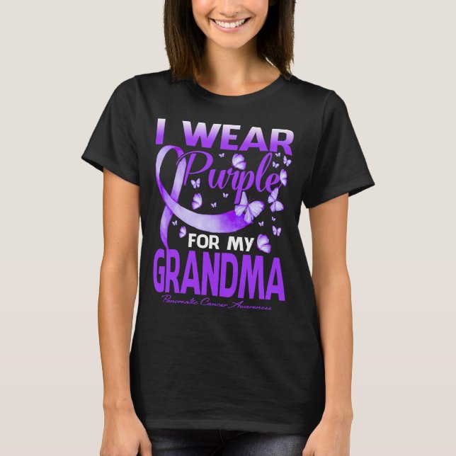 Camiseta Uso Púrpura Para Mi Abuela Cáncer Pancreático (Anverso)