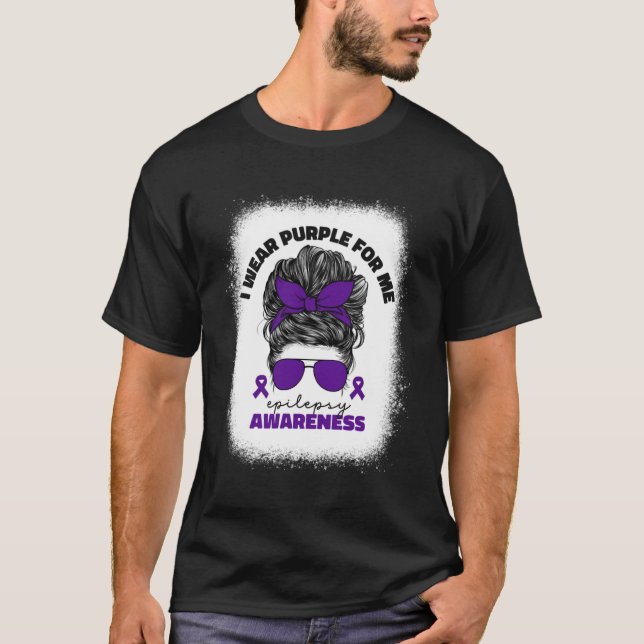 Camiseta Uso Púrpura Para Mí Epilepsia Conciencia Para Muje (Anverso)