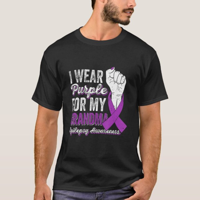 Camiseta Uso Púrpura Para Mi Epilepsia De La Cinta GrandMa  (Anverso)