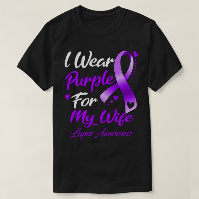 Camiseta Uso Púrpura Para Mi Esposa Conciencia Lupus (Diseño del anverso)