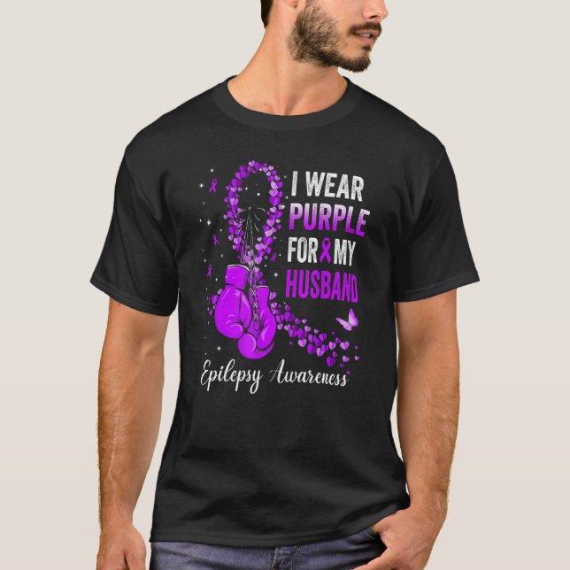 Camiseta Uso Púrpura Para Mi Esposo Epilepsy Awareness Ri (Anverso)