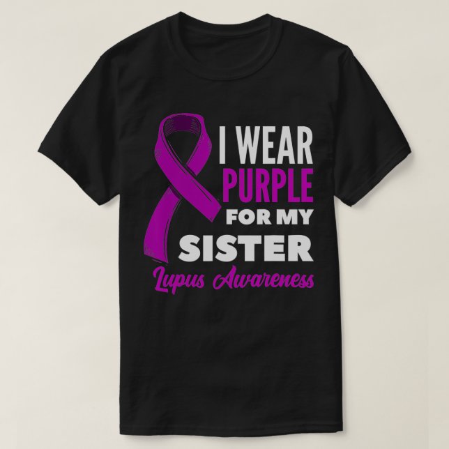 Camiseta Uso Púrpura Para Mi Hermana Lupus Brother Lupus Aw (Diseño del anverso)
