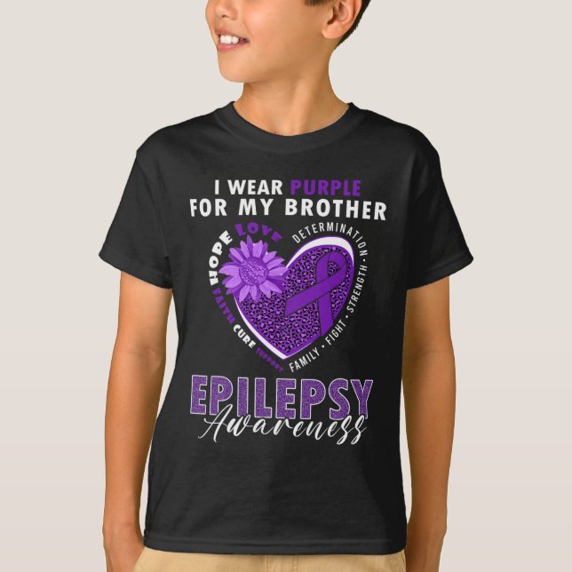 Camiseta Uso Púrpura Para Mi Hermano Epilepsia Awareness Su (Anverso)