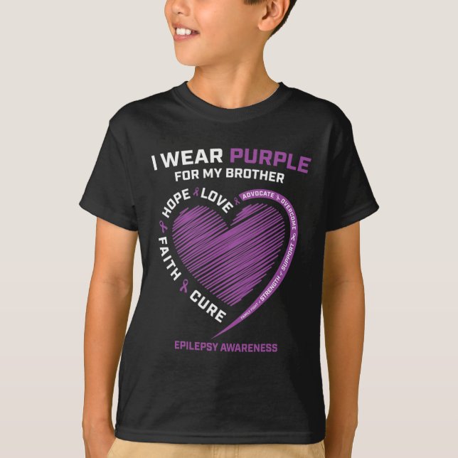 Camiseta Uso Púrpura Para Mi Hermano Epilepsy Awareness Ki (Anverso)