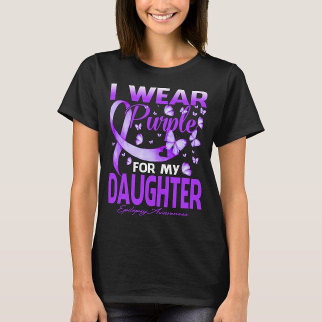 Camiseta Uso Púrpura Para Mi Hija Alzheimers Conciencia (Anverso)