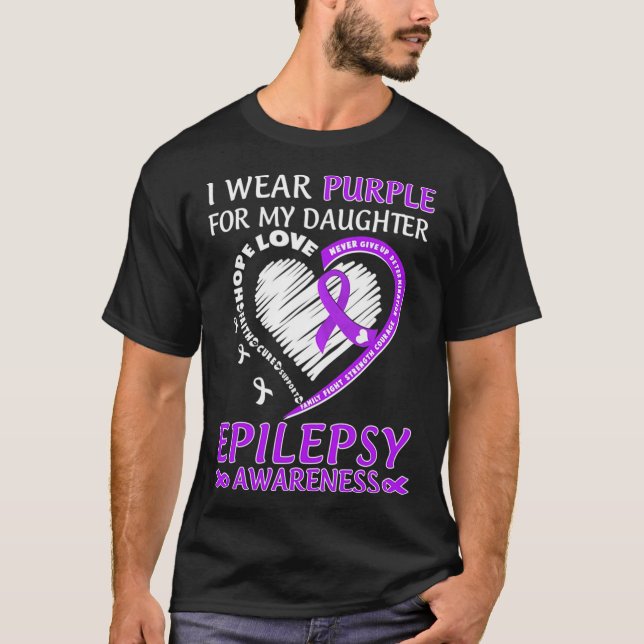 Camiseta Uso Púrpura Para Mi Hija Epilepsia Conciencia 3 (Anverso)